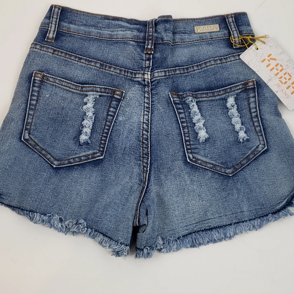Blue denim stretch short